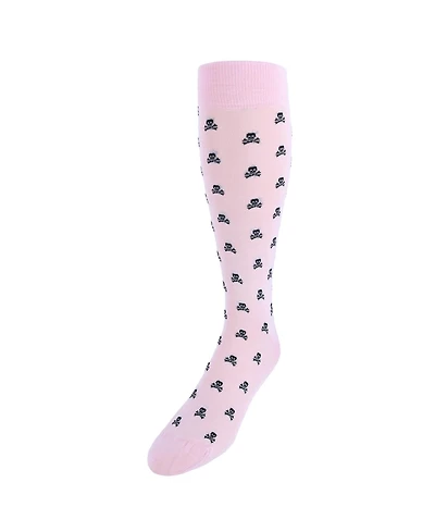 Trafalgar Men's Rodger Skull and Cross Bones Over The Calf Mercerized Cotton Socks