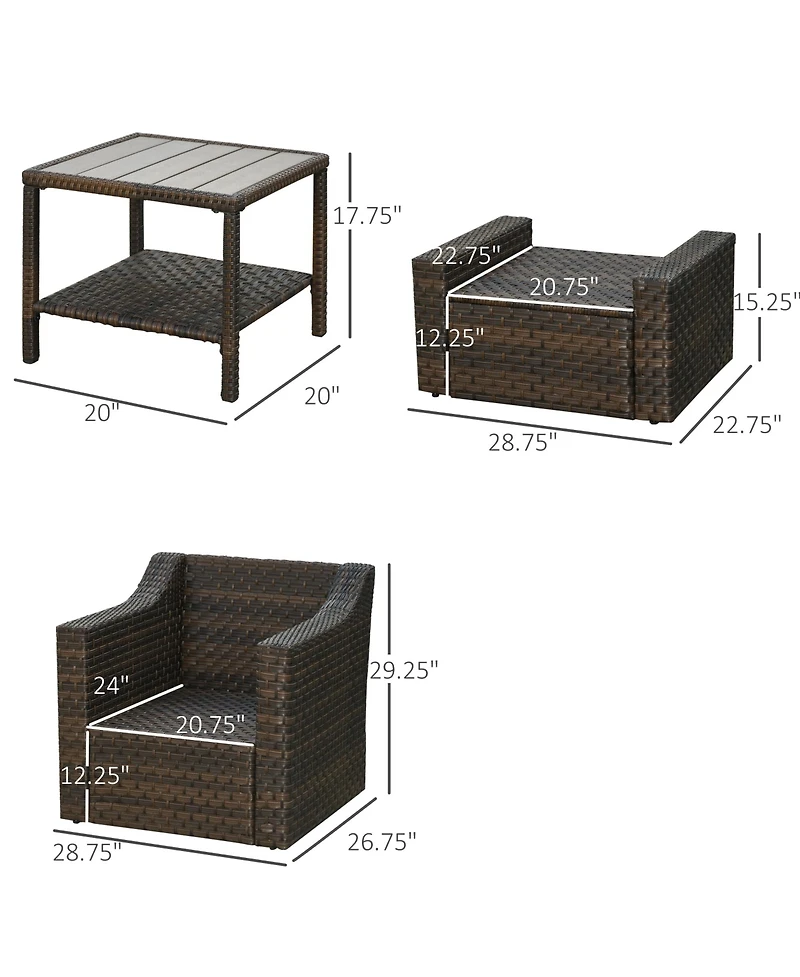 Outsunny 5 Piece Patio Furniture Set, Chairs, Ottoman, Table,
