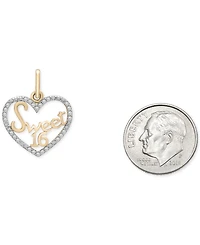 Wrapped Diamond Sweet 16 Heart Charm Pendant (1/20 ct. t.w.) in 10k Gold, Created for Macy's