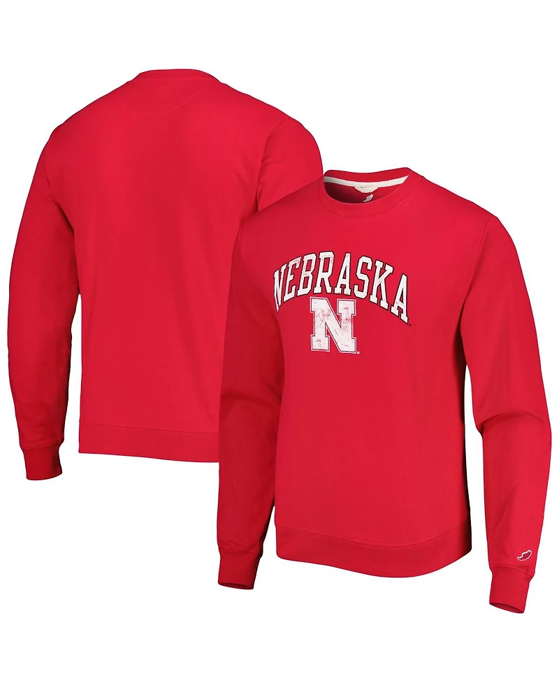 Men's League Collegiate Wear Scarlet Nebraska Huskers 1965 Arch Essential Pullover Sweatshirt