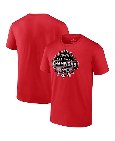 Men's Fanatics Red Georgia Bulldogs College Football Playoff 2021 National Champions Official Logo T-shirt
