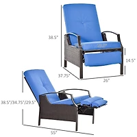 Outsunny Outdoor Recliner, Reclining Chair w/ Footrest & Cushions,