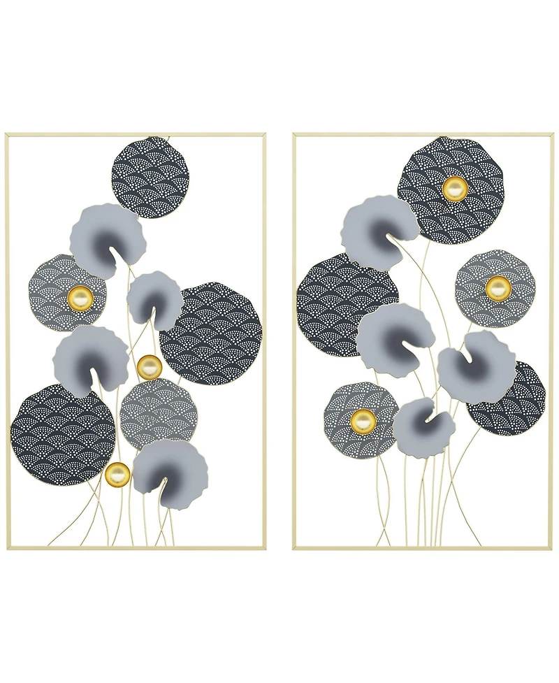 Homcom 2 Pack 3D Metal Wall Art Lotus Leaves Hanging,