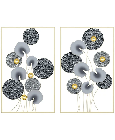 Homcom 2 Pack 3D Metal Wall Art Lotus Leaves Hanging,