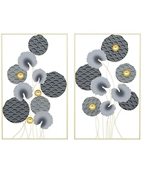 Homcom 2 Pack 3D Metal Wall Art Lotus Leaves Hanging,
