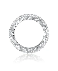 Ra White Gold Plated Oval Cubic Zirconia Band Ring