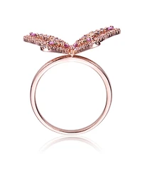 Ra 18K Rose Gold Plated Multi Color Cubic Zirconia Butterfly Ring