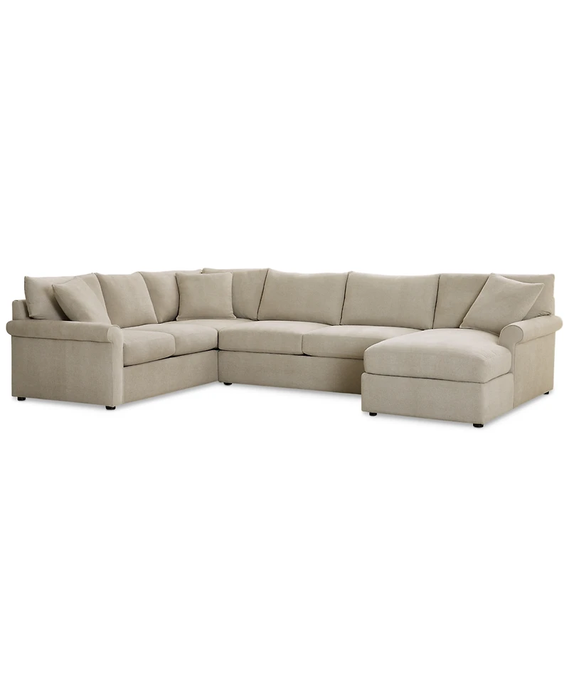 Closeout! Wrenley 138" 3-Pc. Fabric Sectional Chaise Sofa, Created for Macy's