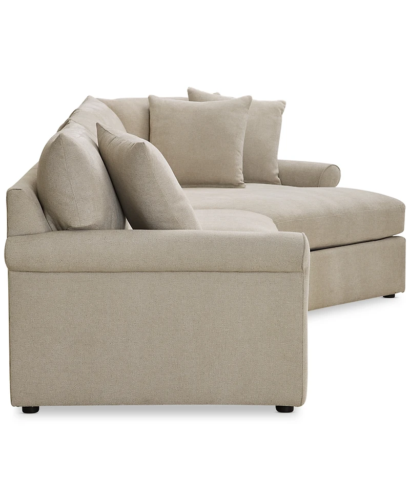 Closeout! Wrenley 131" 3-Pc. Fabric Modular Cuddler Chaise Sectional Sofa, Created for Macy's