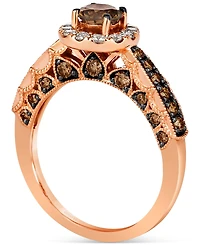 Le Vian Chocolate Diamond (1 ct. t.w.) & Nude Diamond (1/4 ct. t.w.) Halo Ring in 14k Rose Gold