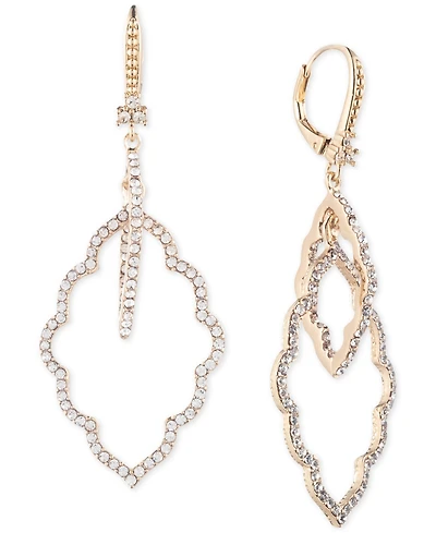 Marchesa Gold-Tone Crystal Open Orbital Drop Earrings