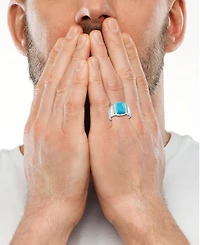 Effy Men's Turquoise & White Topaz (1/4 ct. t.w.) Ring in Sterling Silver