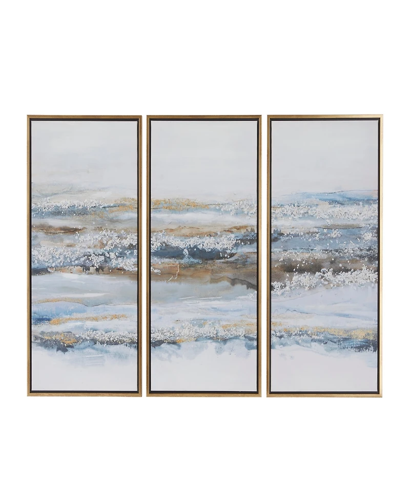 Rosemary Lane Canvas Landscape Framed Wall Art with Gold-Tone Frame Set of 3, 20" x 39"