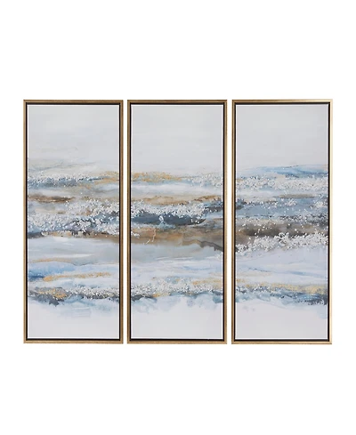 Rosemary Lane Canvas Landscape Framed Wall Art with Gold-Tone Frame Set of 3, 20" x 39"