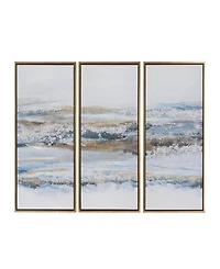 Rosemary Lane Canvas Landscape Framed Wall Art with Gold-Tone Frame Set of 3, 20" x 39"