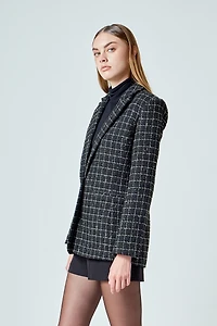 endless rose Women's Tweed Single Breasted Blazer
