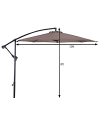 10' Hanging Umbrella Patio Sun Shade Offset Outdoor Market W/t Cross Base
