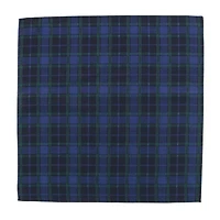 Trafalgar Men's Ives Green and Navy Blackwatch Plaid Silk Pocket Square