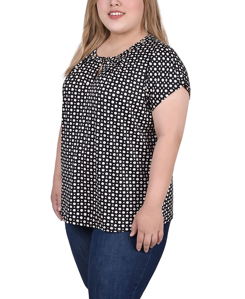 Ny Collection Plus Size Extended Sleeve Top with Grommets