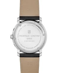 Frederique Constant Men's Swiss Classics Business Timer Black Leather Strap Watch 40mm