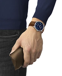 Tissot Men's Swiss Automatic Chemin des Tourelles Powermatic 80 Brown Leather Strap Watch 42mm