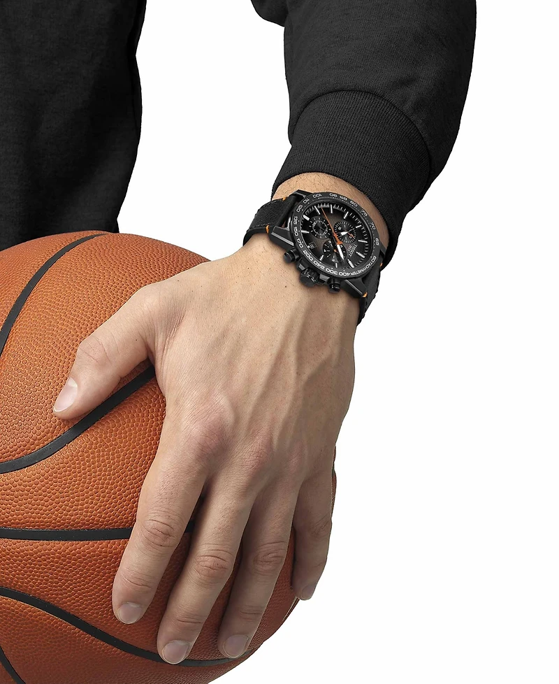 Tissot Men's Swiss Chronograph Supersport Black Leather Strap Watch 46mm