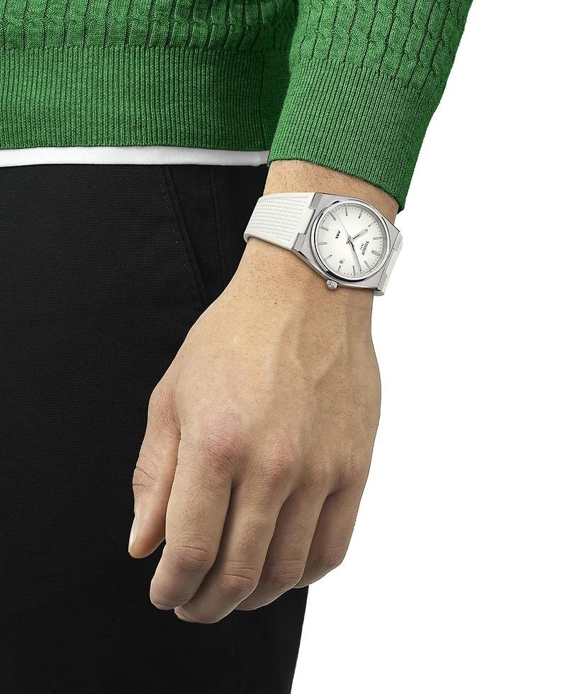 Tissot Men's Swiss Automatic Prx White Rubber Strap Watch 40mm