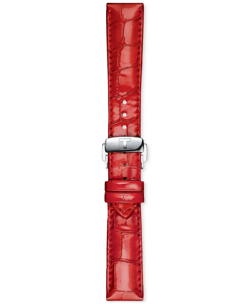 Tissot Women's Swiss Automatic Chemin des Tourelles Powermatic 80 Red Leather Strap Watch 34mm