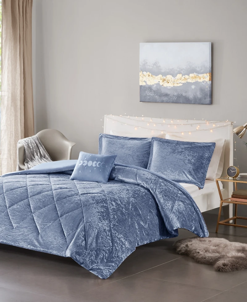 Intelligent Design Felicia Velvet 4-Piece Duvet Cover Set, Full/Queen