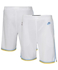 Big Boys and Girls Nike White Los Angeles Lakers Hardwood Classics Swingman Shorts