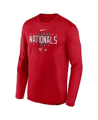 Men's Nike Red Washington Nationals Authentic Collection Team Logo Legend Performance Long Sleeve T-shirt