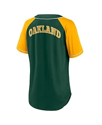 Women's Fanatics Green Oakland Athletics Ultimate Style Raglan V-Neck T-shirt