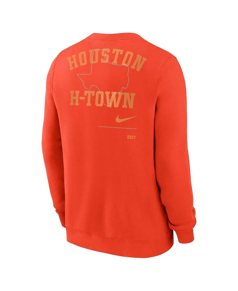Men's Nike Orange Houston Astros Statement Ball Game Fleece Pullover Sweatshirt