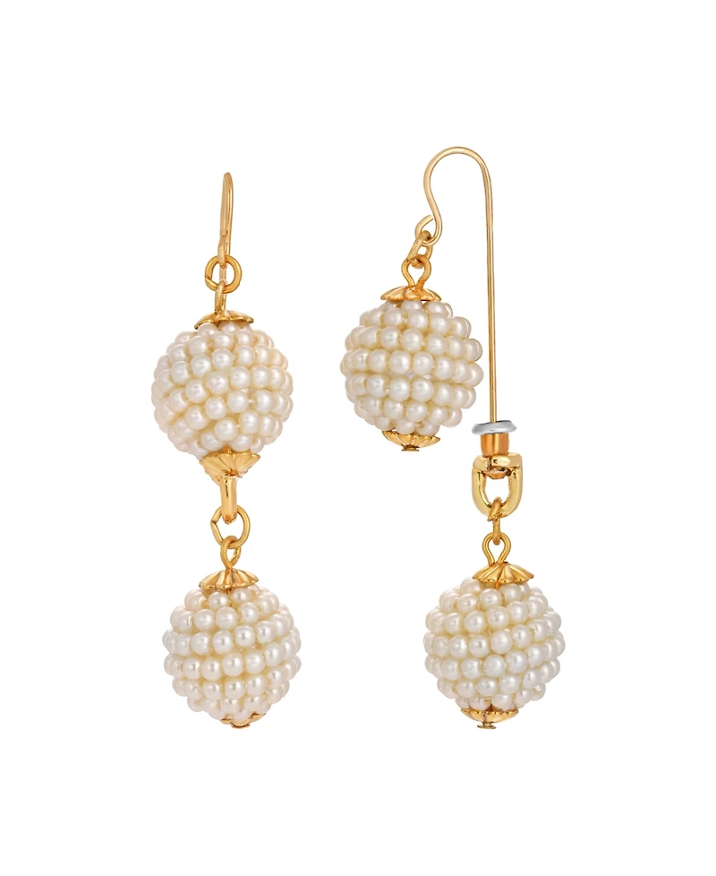 2028 Imitation Pearl Front Back Drop Earrings