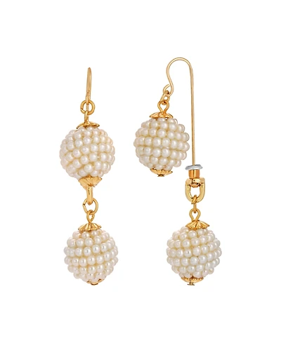2028 Imitation Pearl Front Back Drop Earrings