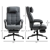 Vinsetto Reclining Office Chair Swivel Chair Footrest Linen-Feel Dark