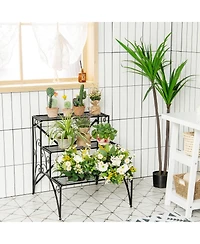 3 Tier Stair Style Metal Plant Stand Garden Shelf Flower Pot