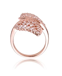 Ra 18K Rose Gold Plated Clear Cubic Zirconia Cluster Wing Ring