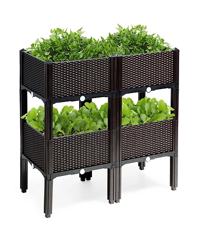 Set of 4 Raised Garden Bed Elevated Flower Vegetable Herb