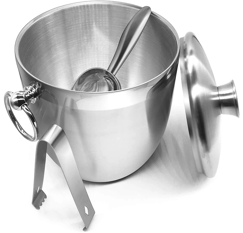 Mega Casa Megacasa 2.8 Liter Insulated Stainless Steel Ice Bucket with Ice Tongs and Lid