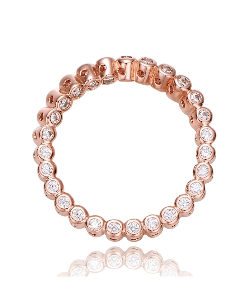Ra 18K Rose Gold Plated Clear Cubic Zirconia Swirl Band Ring