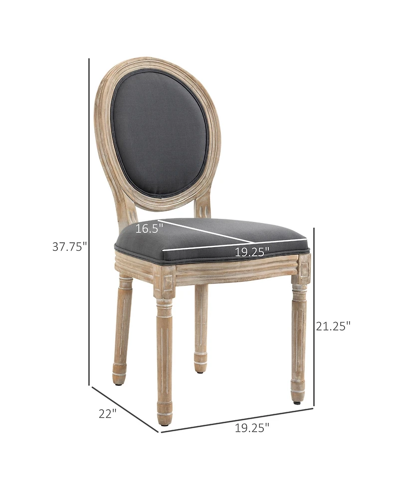 Homcom 2pc French-Style Linen Backrest Upholste Dining Accent Chairs,