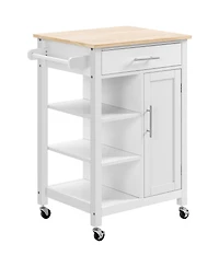 Homcom Kitchen Storage Island Utility Rolling Cart with Towel Rack,