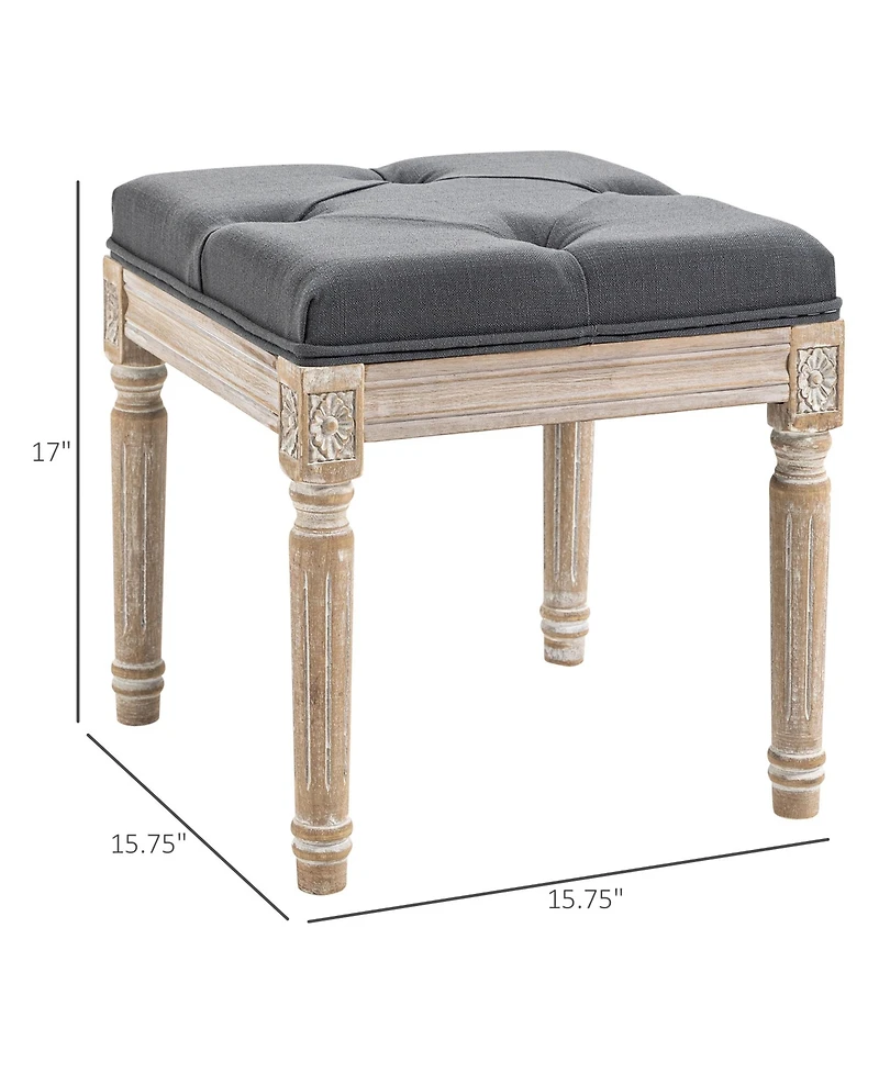 Homcom 15.75" Foot Stool Ottoman Bench Footrest w/ Button Tufted Seat,