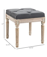 Homcom 15.75" Foot Stool Ottoman Bench Footrest w/ Button Tufted Seat,