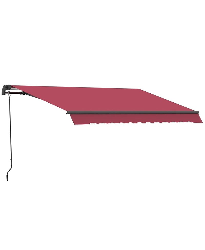 Outsunny 10' x 8 Manual Retractable Sun Shade Awning, Wine