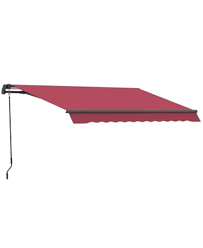 Outsunny 10' x 8 Manual Retractable Sun Shade Awning, Wine