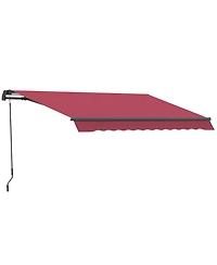 Outsunny 10' x 8 Manual Retractable Sun Shade Awning, Wine