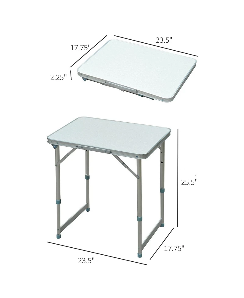 Outsunny 24" Aluminum Lightweight Portable Folding Easy Clean Camping Table with Carrying Handle & Height Adjustability