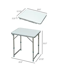 Outsunny 24" Aluminum Lightweight Portable Folding Easy Clean Camping Table with Carrying Handle & Height Adjustability